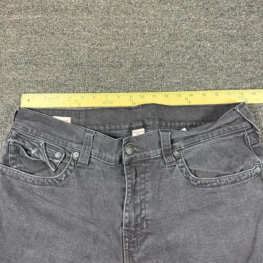 2000s True Religion Ricky Straight Jeans Size 38 Gray Flap Pocket